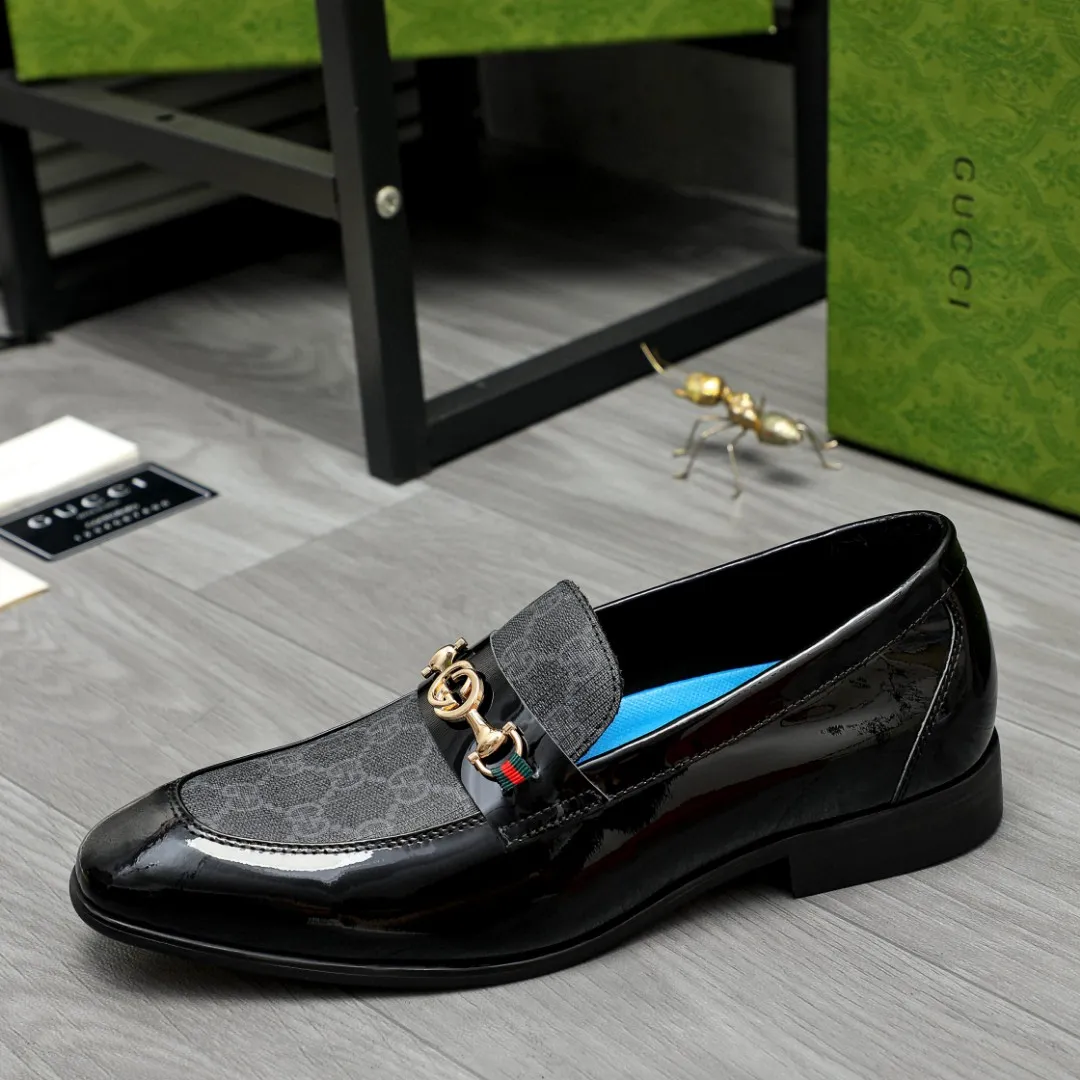 Men's shoes 💰480 Product trademark: GUCCI "Gucci" business slip-on leather shoes Regular size: 38-44 45 custom-made Product materials: Selected patent cowhide splicing printed upper, cowhide lining, original outsole